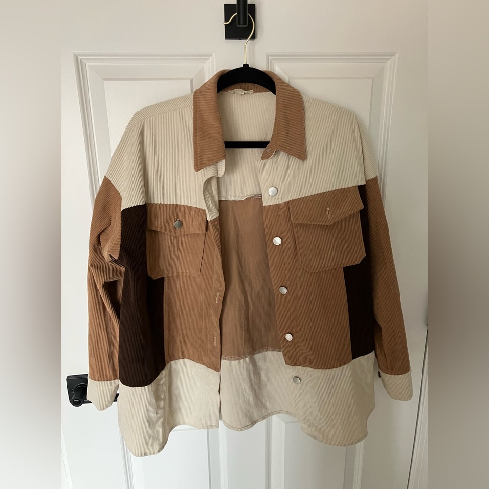 Color Block Fall Button Up Shirt